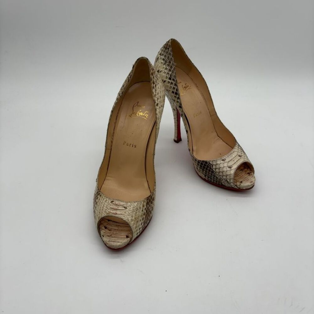 Christian Louboutin Snakeskin Peep-Toe Heels